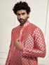 VASTRAMAY Men's Pink Cotton Silk Blend Kurta